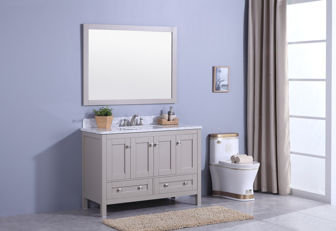 48' Katherine Single Sink Bathroom Vanity in Warm Gray with Marble Top