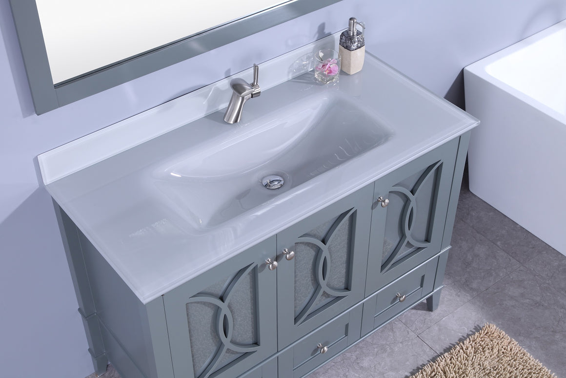 48" Bradford Single Sink Bathroom Vanity in Dark Gray with White Glass Sink