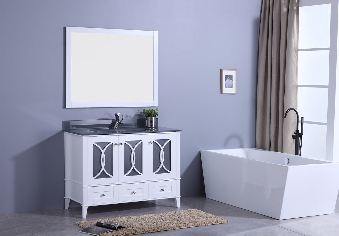48" Bradford Single Sink Bathroom Vanity with Aegean Glass Top