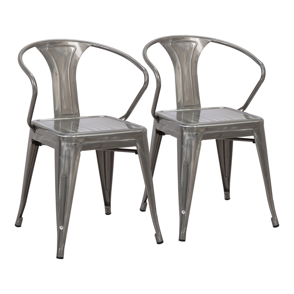 Waco Industrial Chair in Clear Brushed Silver Metal by LumiSource - Set of 2