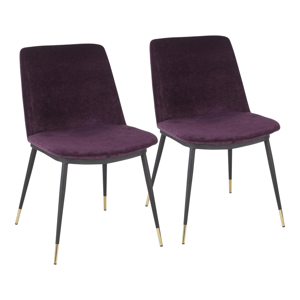Wanda Contemporary Chair with Black Metal Legs with Gold Accent and Purple Fabric by LumiSource