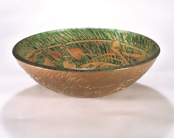 InFurniture ZA-1202 Glass Sink Bowl in Green and Gold