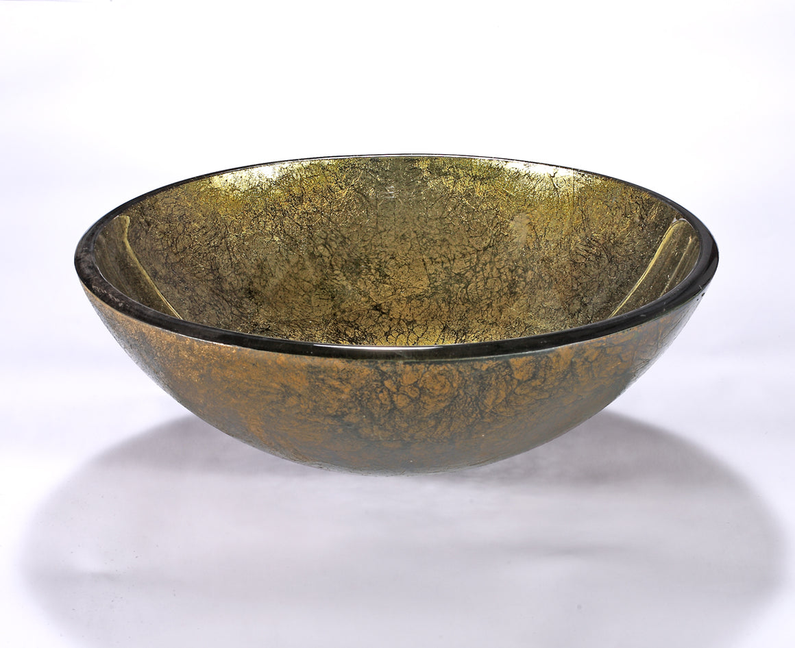 InFurniture ZA-1208 Glass Sink Bowl in Gold Foil