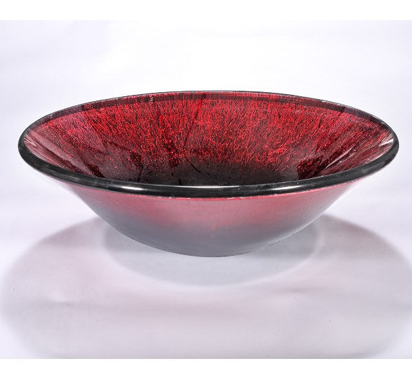 InFurniture ZA-1255 Glass Sink Bowl in Black/Red
