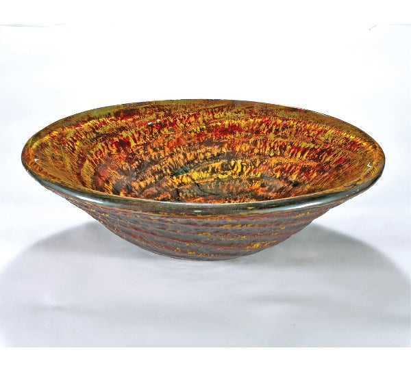 InFurniture ZA-1248 Glass Sink Bowl in Gold/Red/Black Swirl