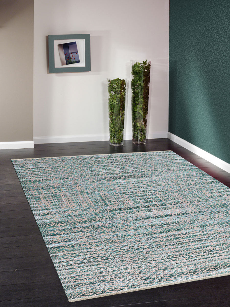 Zola Farmhouse Aqua Flat-Weave Rug 3'x5'