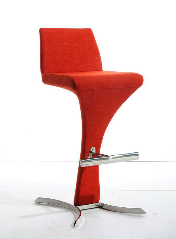 Modrest Ascella Modern Orange Fabric Bar Stool