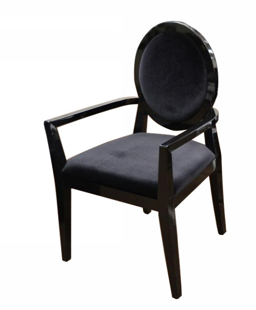 A&X Lyle - Transitional Black Fabric High Gloss Chair