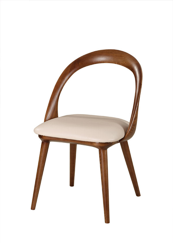 Modrest Mason Mid-Century Modern Beige & Walnut Dining Chair (Set of 2)
