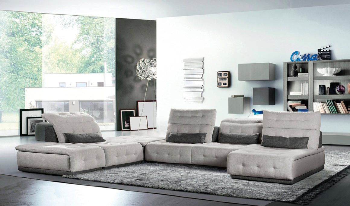 David Ferrari Daiquiri Italian Modern Light Grey and Dark Grey Fabric Modular Sectional Sofa