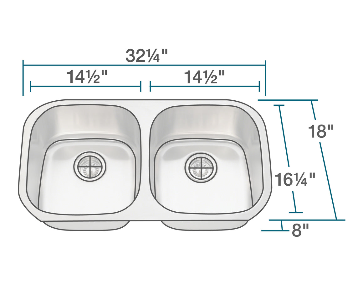 P205-16 Double Bowl Stainless Steel Sink