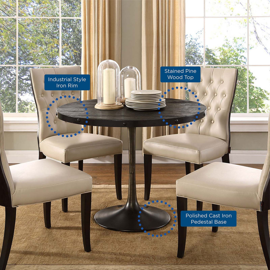 Round industrial dining online table set