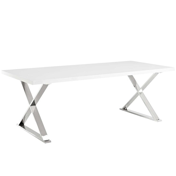 Sector Dining Table White Silver