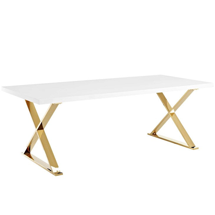 Sector Dining Table White Gold
