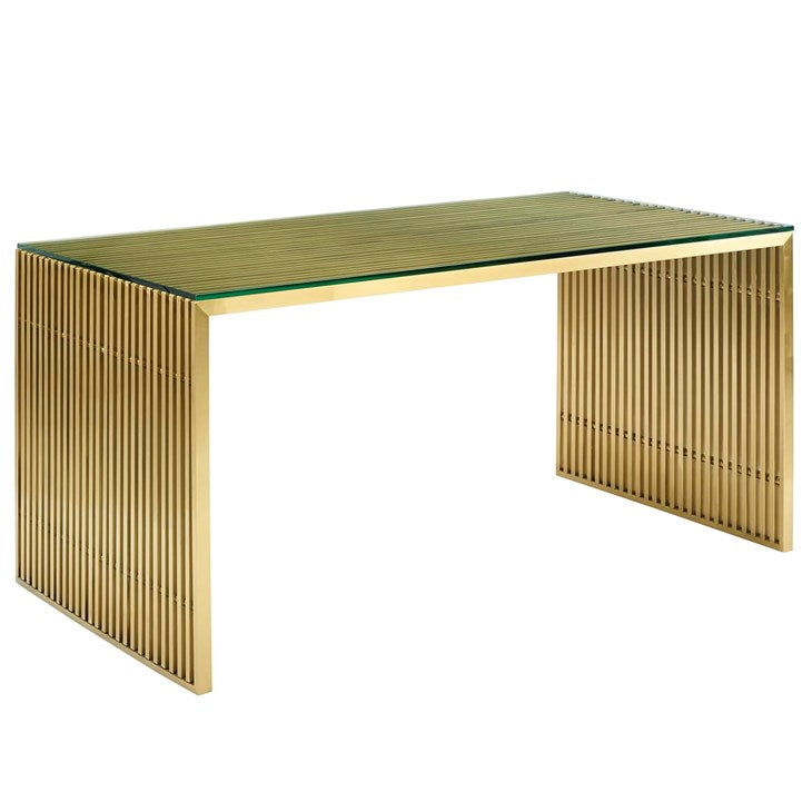 Gridiron Stainless Steel Dining Table Gold
