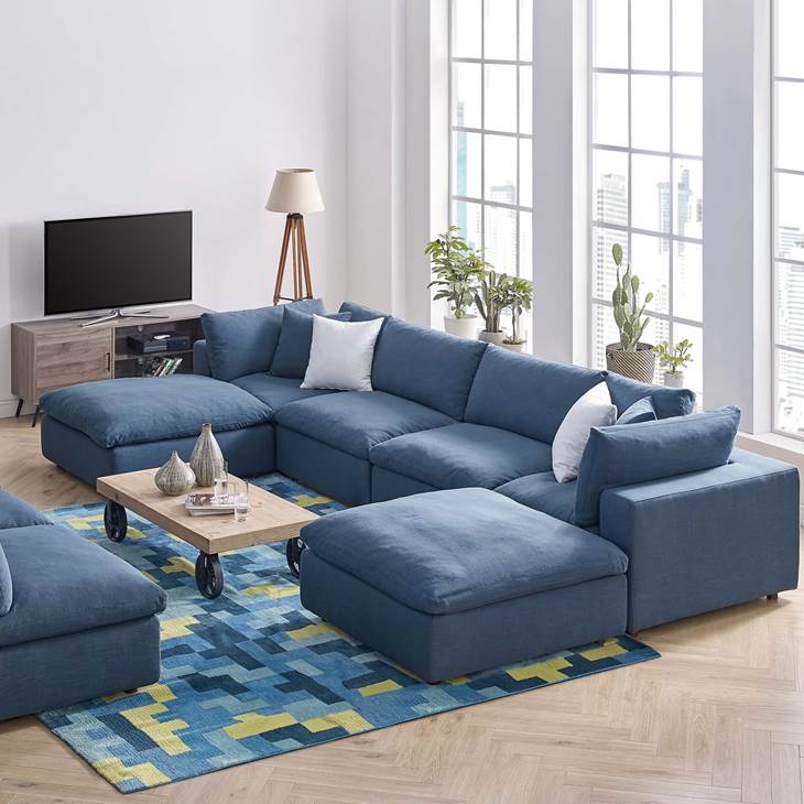 Commix Down Filled Overstuffed  6 Piece Sectional Sofa Set