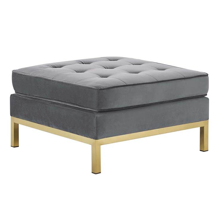 Loft Gold Stainless Steel Leg Performance Velvet Ottoman