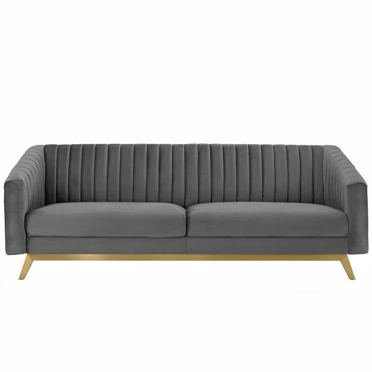 Valiant Vertical Channel Tufted Performance Velvet Sofa