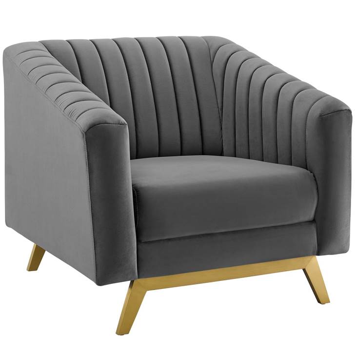 Valiant Vertical Channel Tufted Performance Velvet Armchair