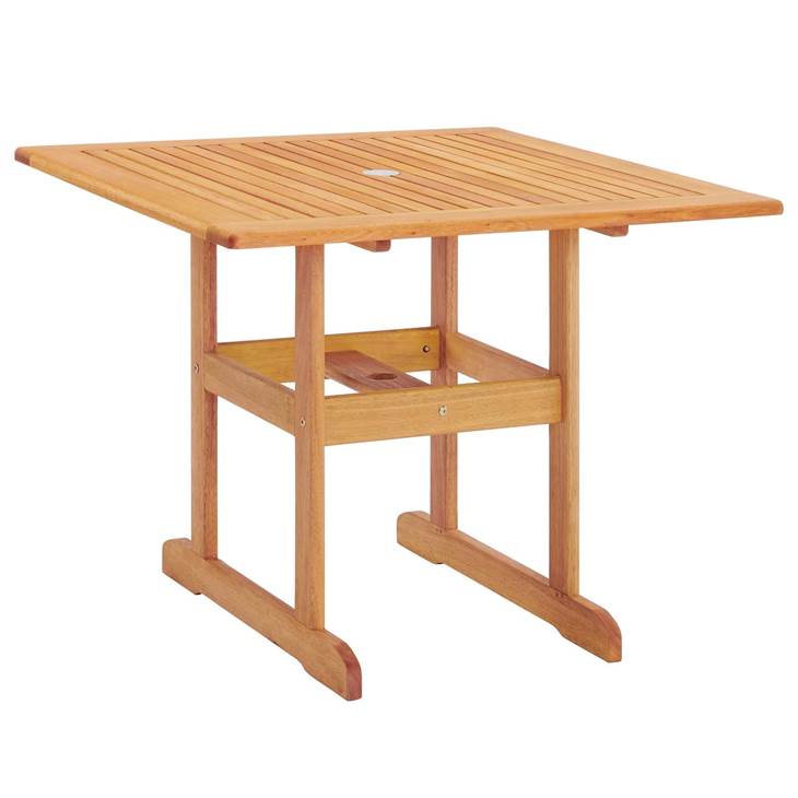 Hatteras 36" Square Outdoor Patio Eucalyptus Wood Dining Table in Natural