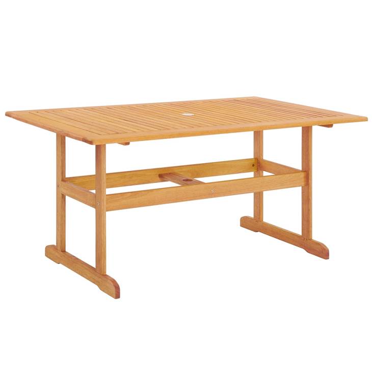 Hatteras 59" Rectangle Outdoor Patio Eucalyptus Wood Dining Table in Natural