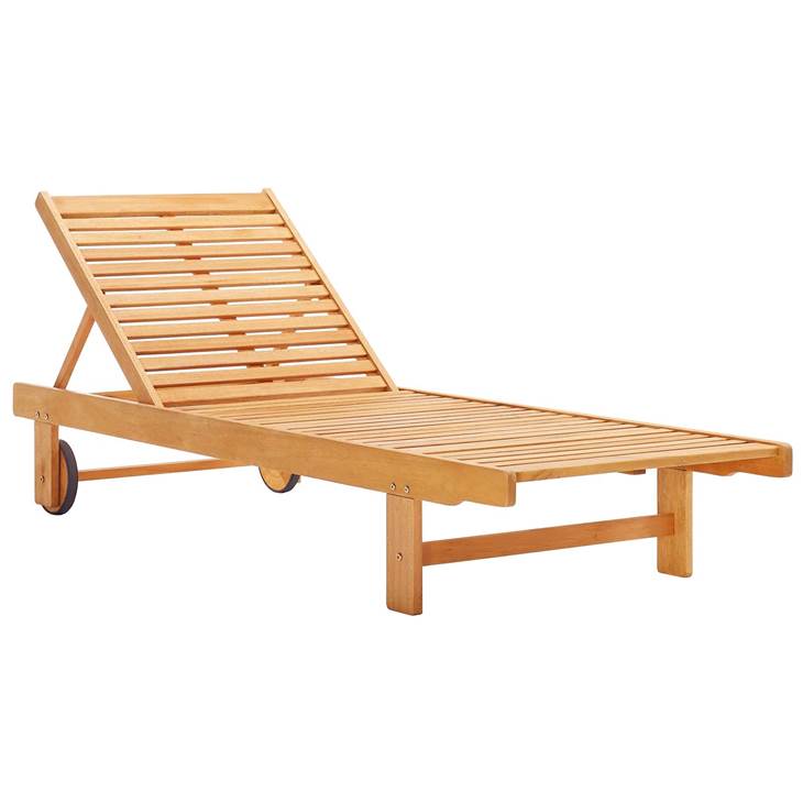 Hatteras Outdoor Patio Eucalyptus Wood Chaise Lounge Chair in Natural