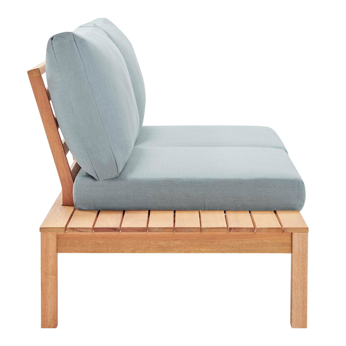 Freeport Karri Wood Outdoor Patio Loveseat with Left-Facing Side End Table Natural Light Blue