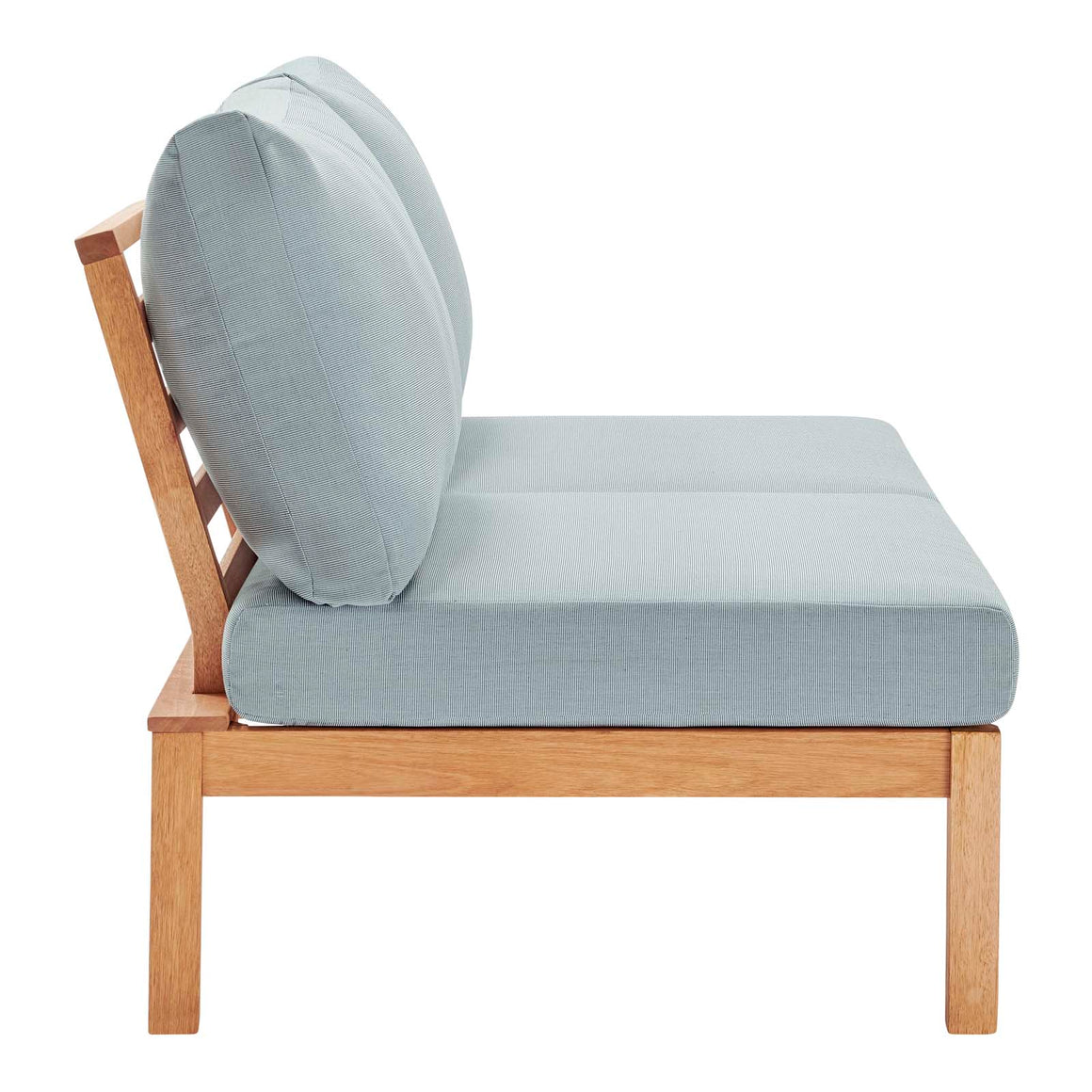 Freeport Karri Wood Outdoor Patio Loveseat with Right-Facing Side End Table Natural Light Blue