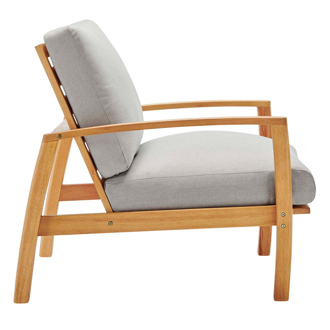 Orlean Outdoor Patio Eucalyptus Wood Lounge Armchair Natural Light Gray
