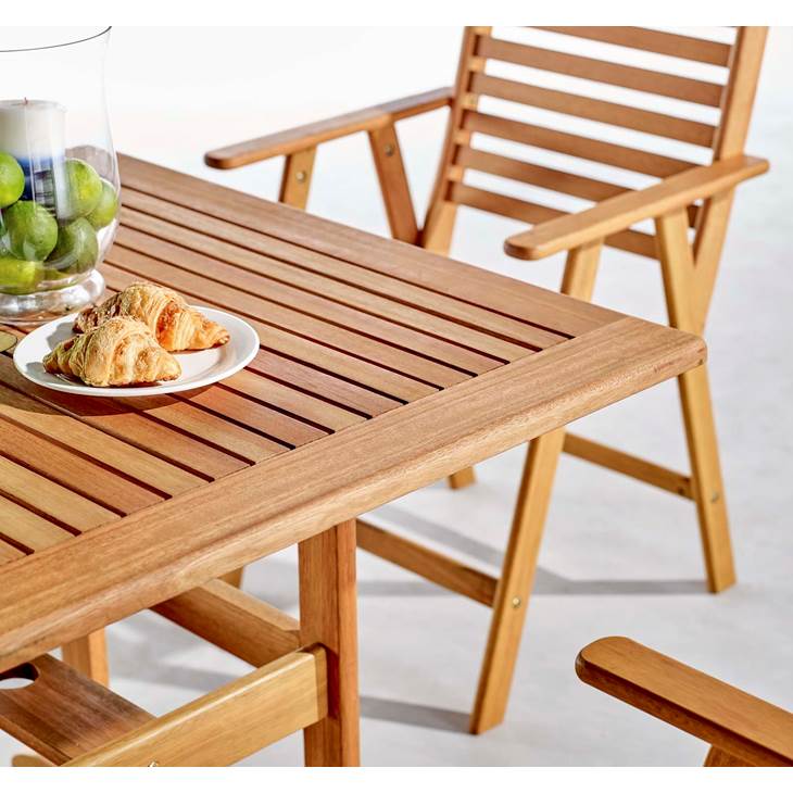 Hatteras 5 Piece Outdoor Patio Eucalyptus Wood Dining Set in Natural