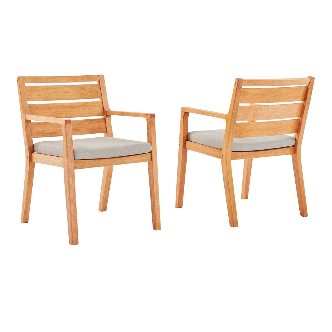 Portsmouth Outdoor Patio Karri Wood Armchair Set of 2 in Natural Taupe