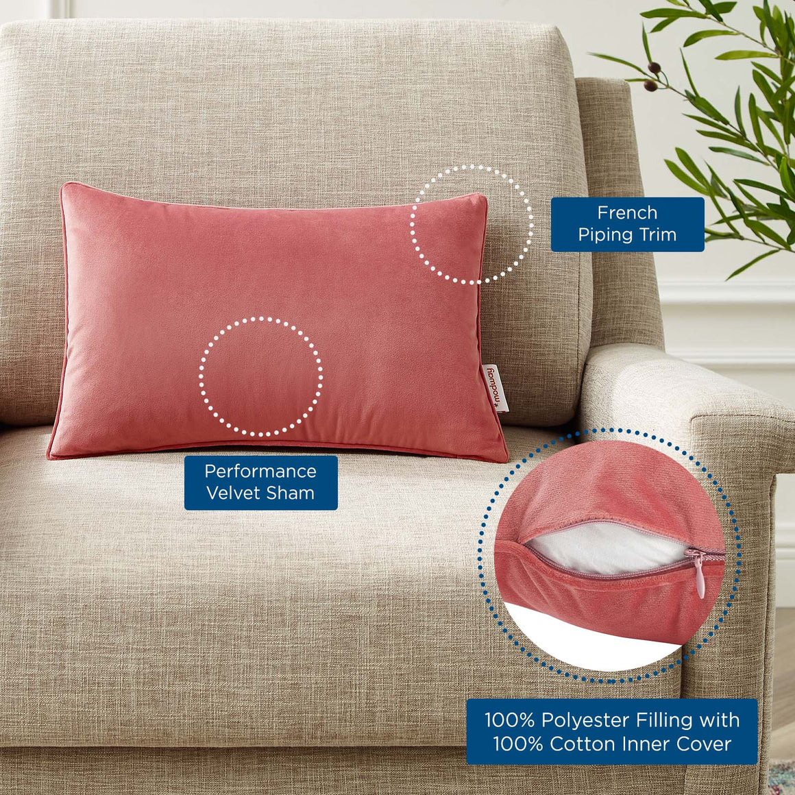 Enhance  Lumbar Performance Velvet Throw Pillow