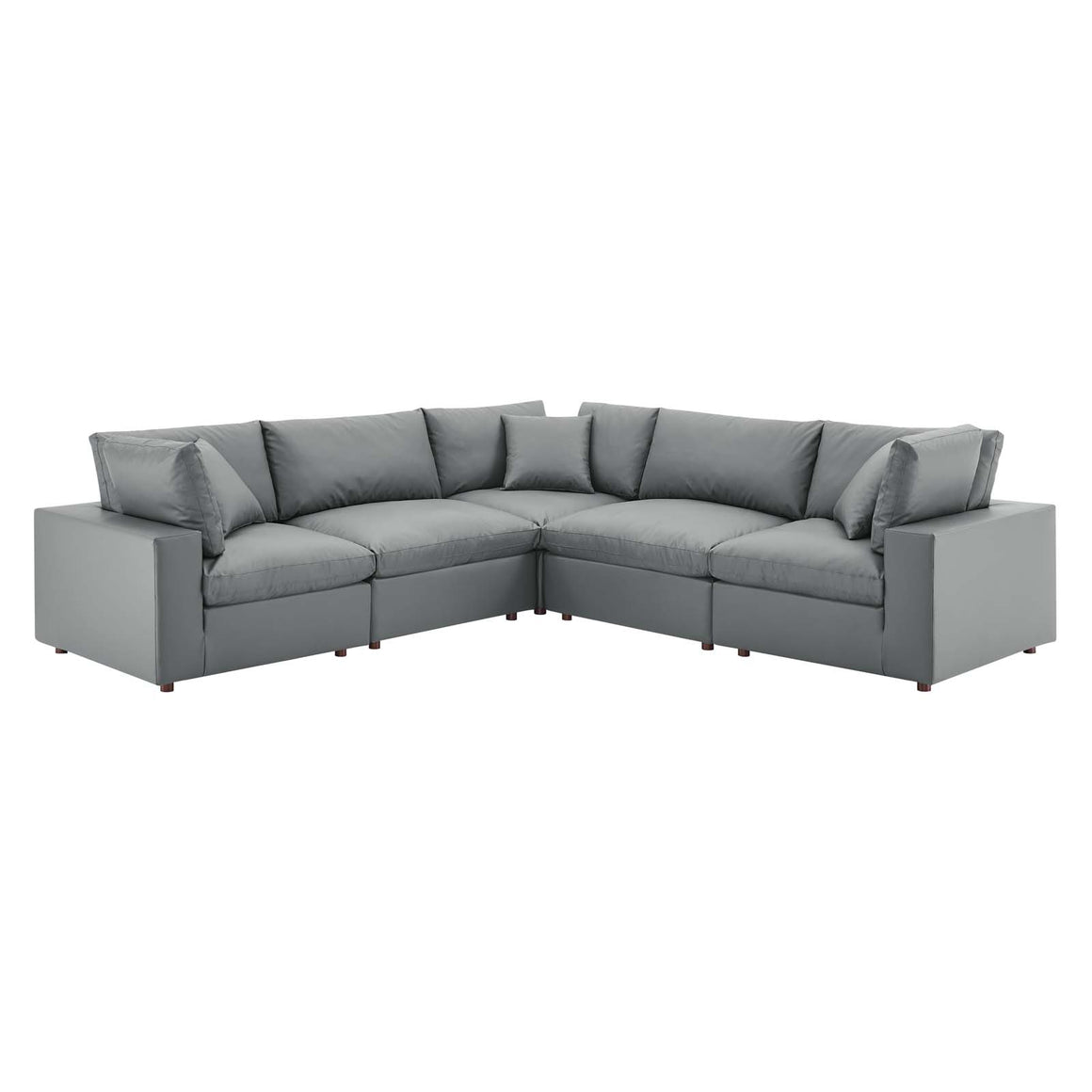 Commix Down  Filled Overstuffed Vegan Leather 5-Piece Sectional Sofa