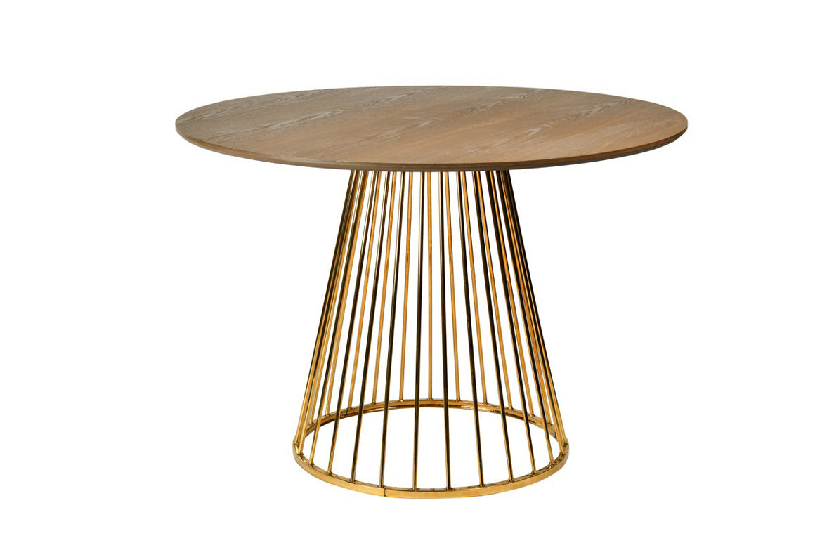 Modrest Holly Modern Ash & Gold Round Dining Table