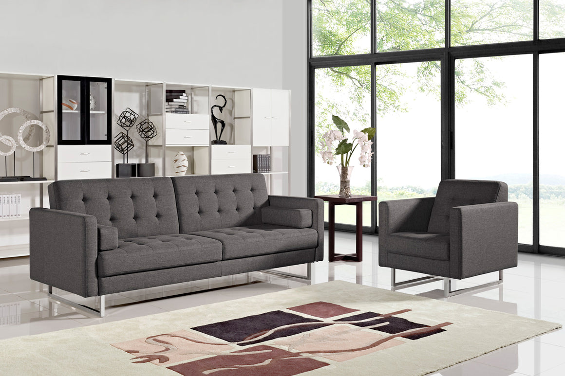 Divani Casa Bauxite Modern Grey Fabric Sofa Bed