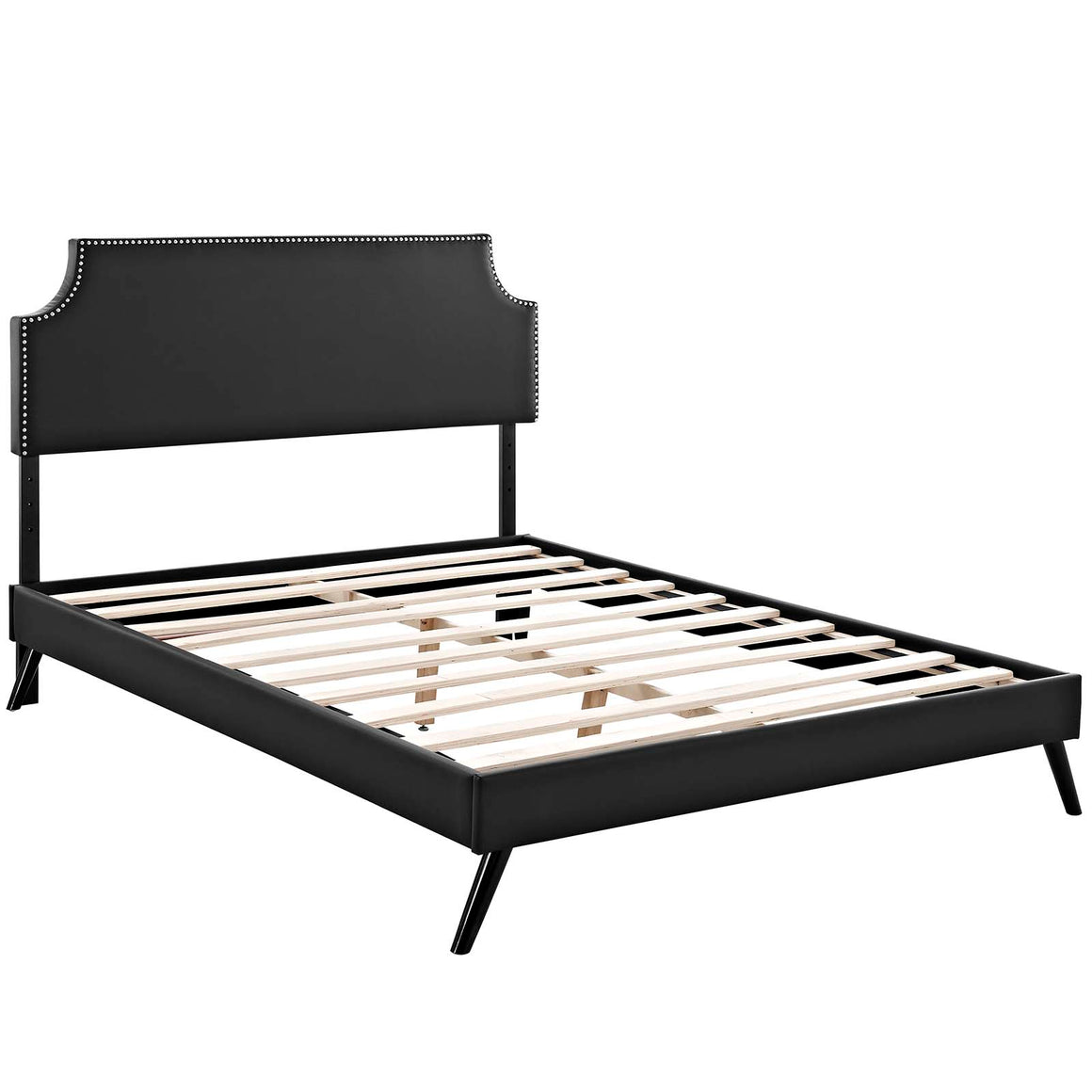 Corene  Vinyl Platform Bed with Round Splayed Legs