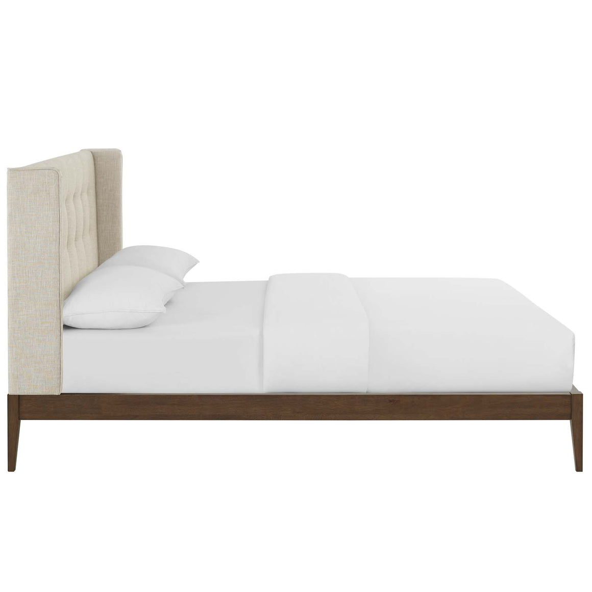 Hadley  Wingback Upholstered Polyester Fabric Platform Bed