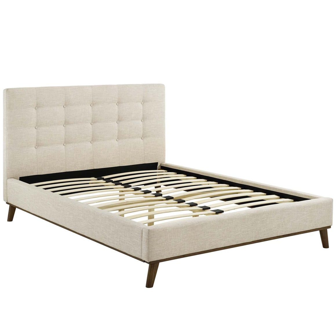McKenzie Biscuit Tufted Upholstered Fabric Platform Bed