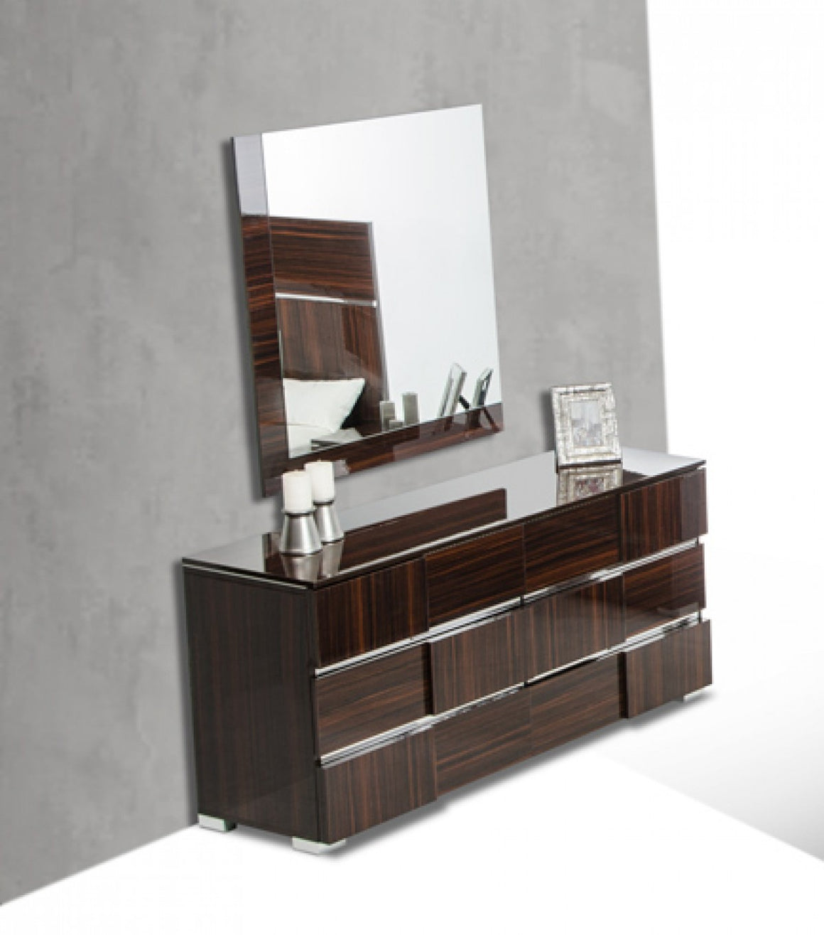 Modrest Picasso Italian Modern Ebony Lacquer Mirror