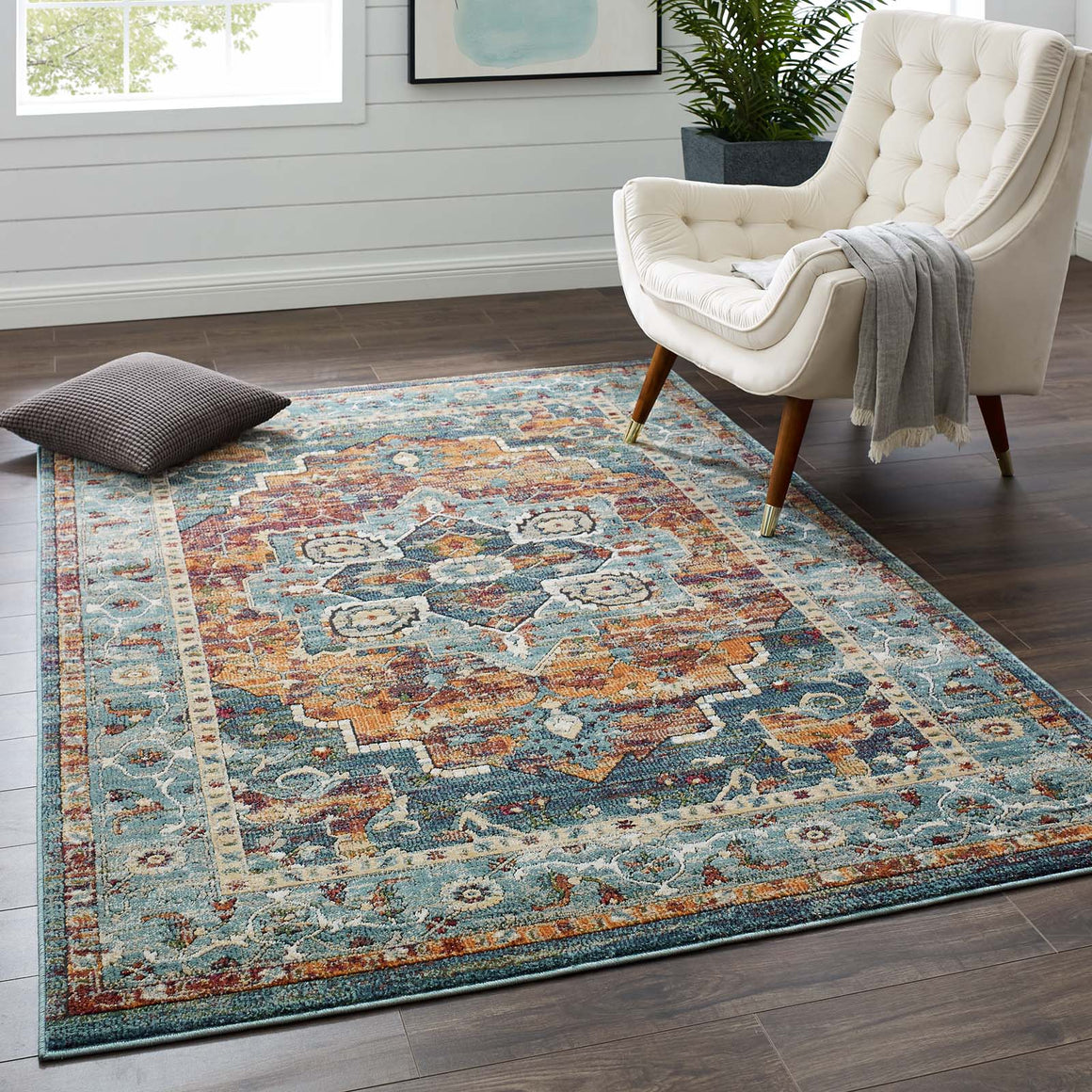 Tribute Diantha Distressed Vintage Floral Persian MedallionArea Rug