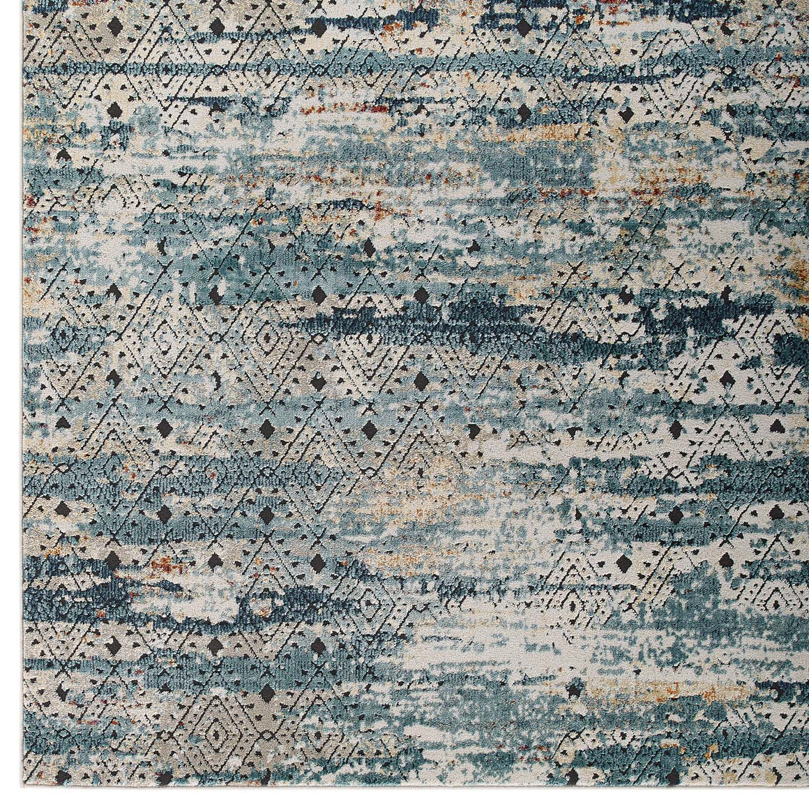 Tribute Eisley Rustic Distressed Transitional Diamond LatticeArea Rug