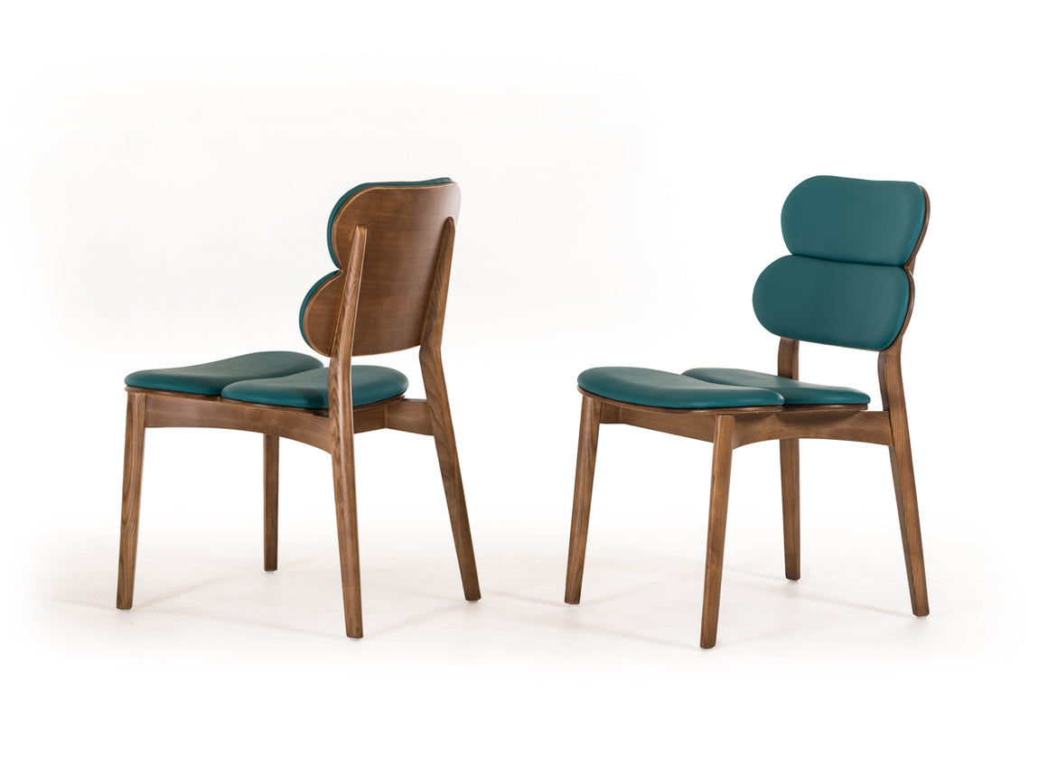 Raeanne - Modern Turquoise & Walnut Dining Chair (Set of 2)