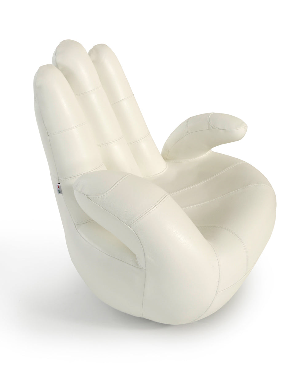 Estro Salotti Sosia Modern White Leather Hand Accent Chair