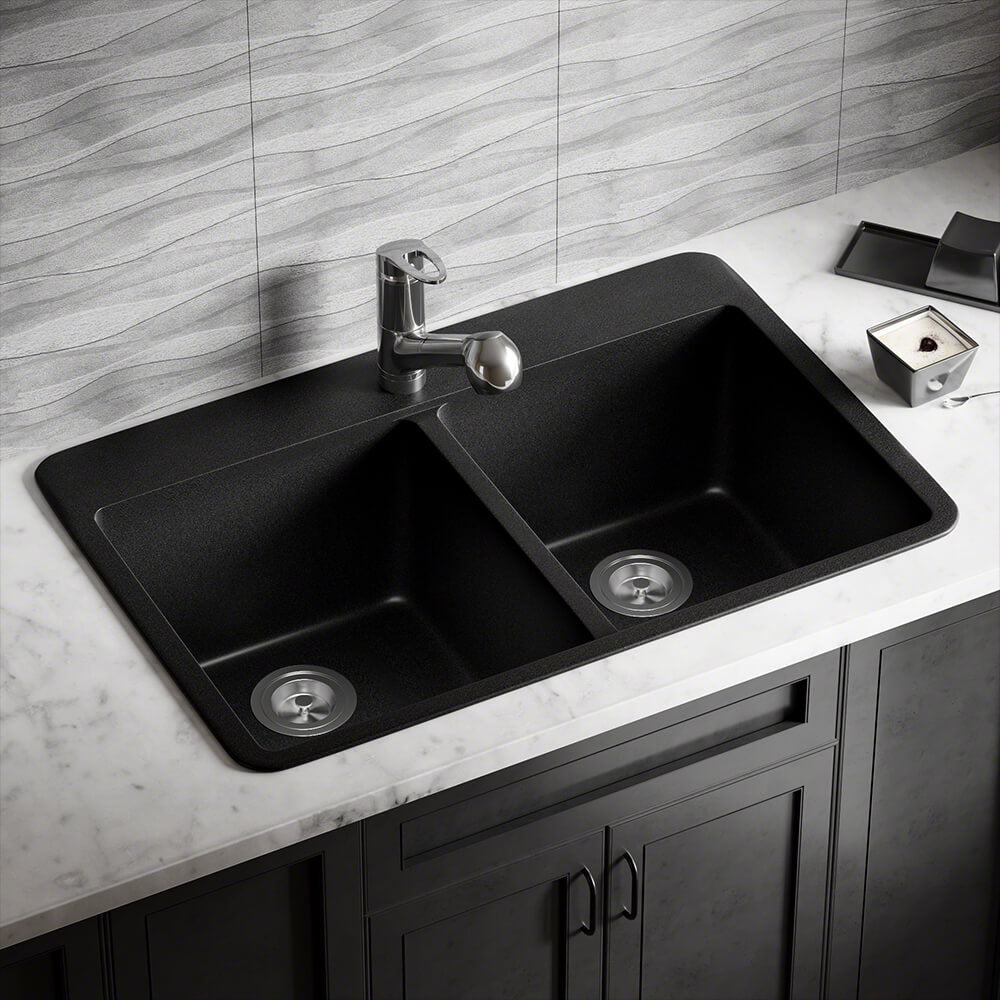 P208TBL Double Equal Bowl Topmount AstraGranite Sink