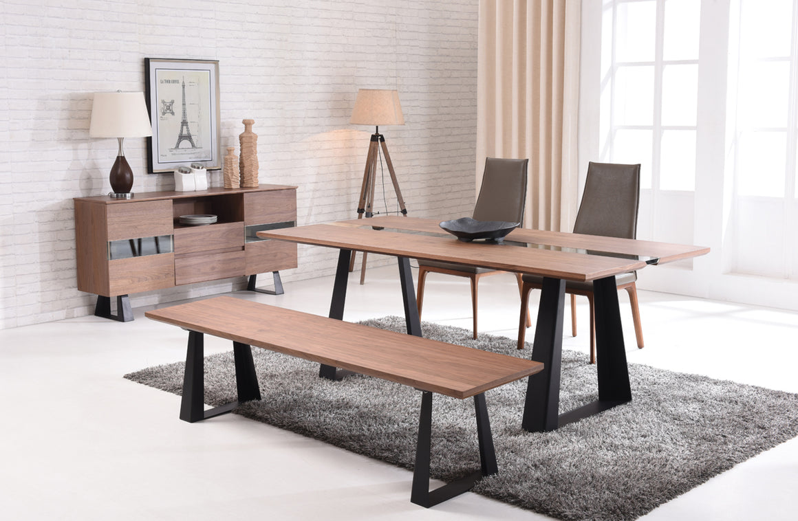 Modrest Corey Modern Walnut & Glass Dining Table