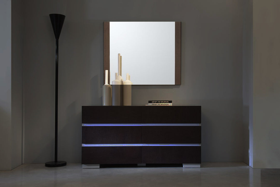 Modrest Anzio Modern Brown Oak Wall Mirror